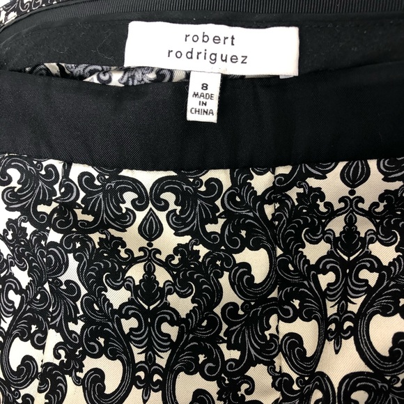 Robert Rodriguez Black Patterned Pull On 100% Silk Pants Size 8 - Picture 8 of 9